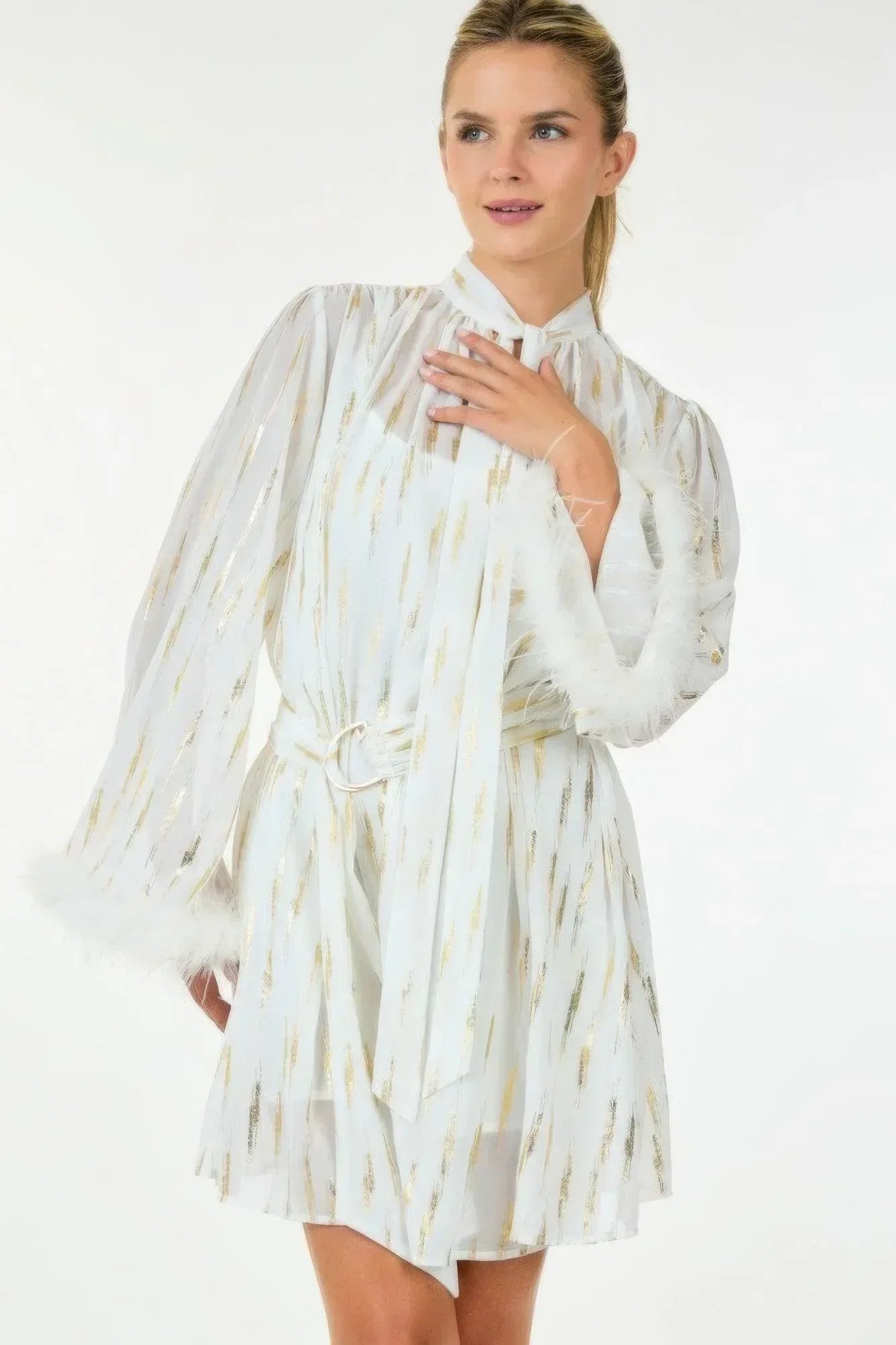 Metallic Print Short Dress | Mixtshop LLC