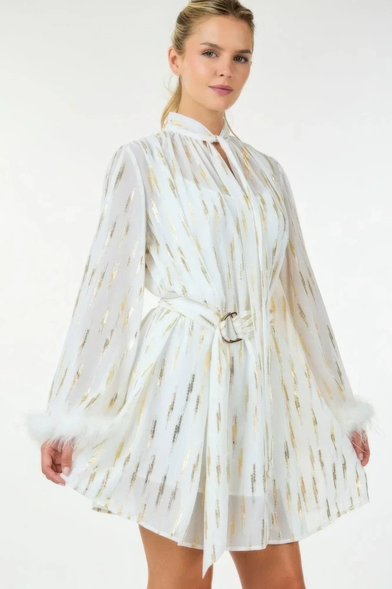 Metallic Print Short Dress | Mixtshop LLC