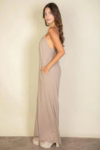 Spaghetti Strap Solid Wide Jumpsuit | Mixtshop LLC