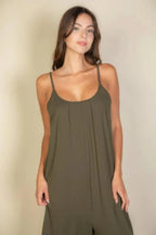 Spaghetti Strap Solid Wide Jumpsuit | Mixtshop LLC