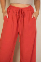 Drawstring Waist Wide Leg Minimalist Pants | Mixtshop LLC