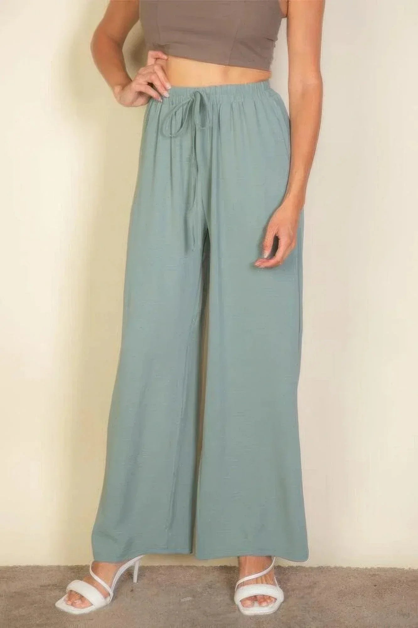 Drawstring Waist Wide Leg Minimalist Pants | Mixtshop LLC