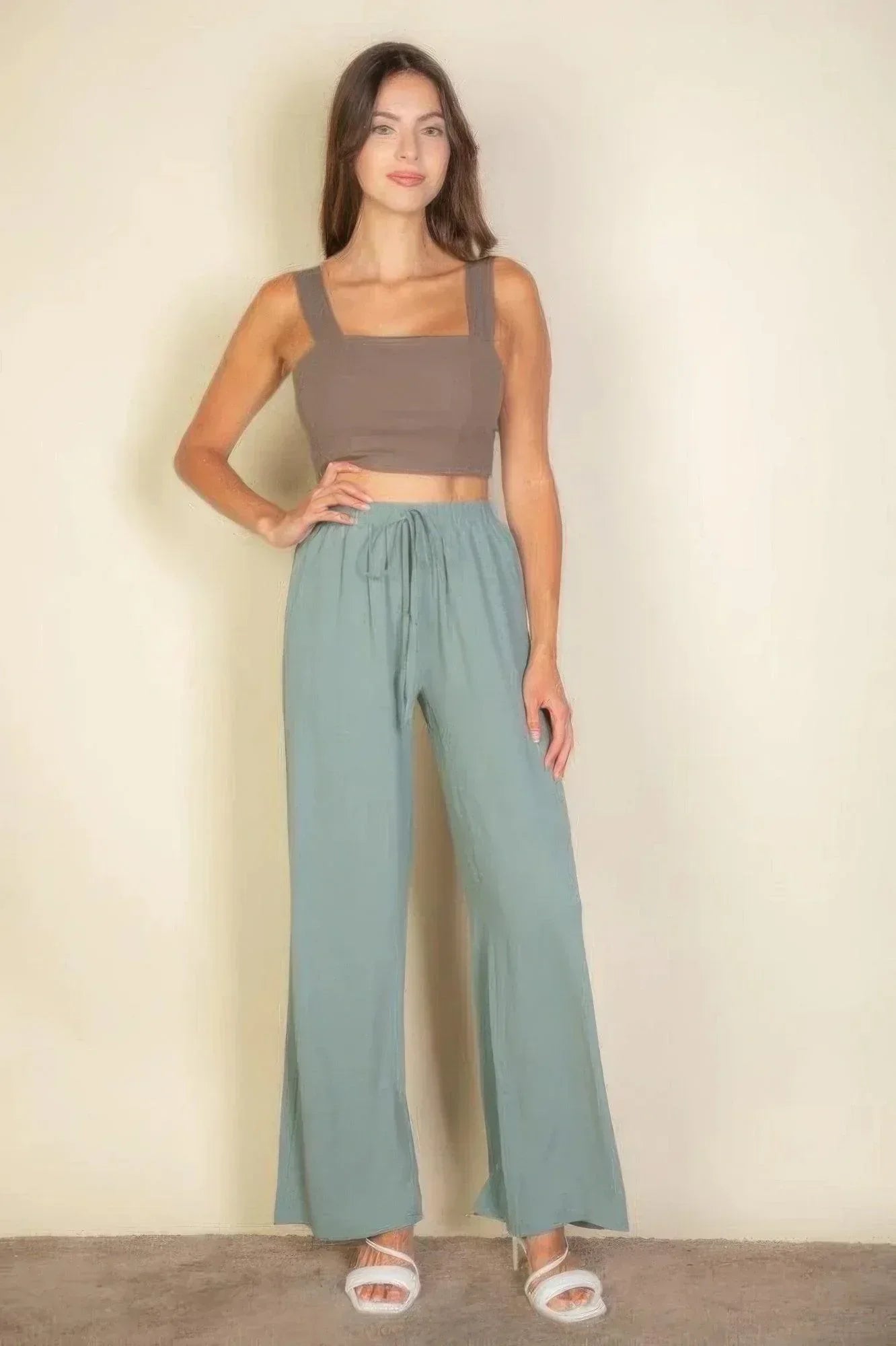 Drawstring Waist Wide Leg Minimalist Pants Secondary image