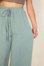 Drawstring Waist Wide Leg Minimalist Pants | Mixtshop LLC