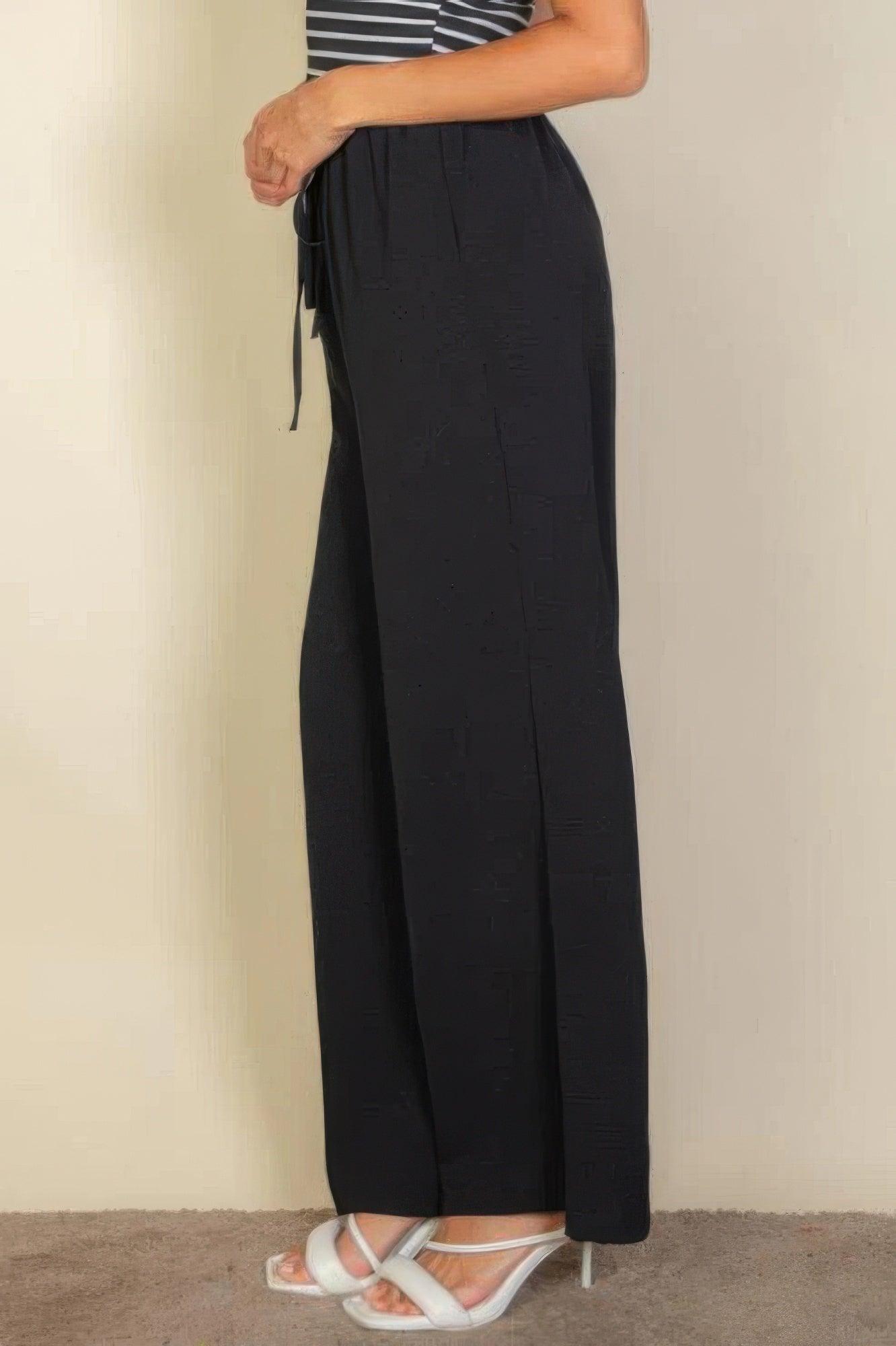 Drawstring Waist Wide Leg Minimalist Pants | Mixtshop LLC