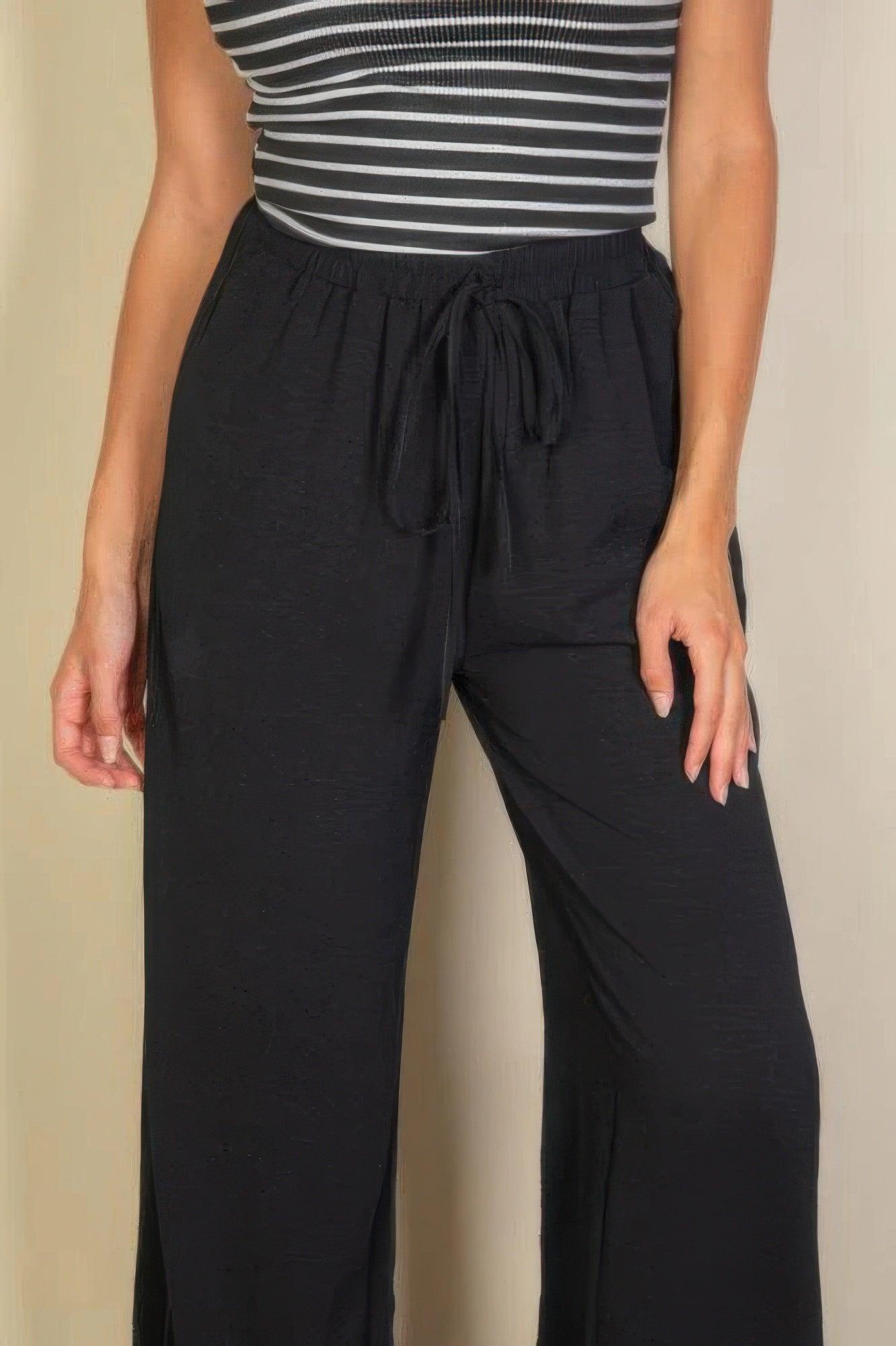 Drawstring Waist Wide Leg Minimalist Pants | Mixtshop LLC