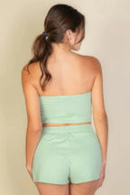 Simple Solid Color Tube Top And Shorts Two Piece Set | Mixtshop LLC