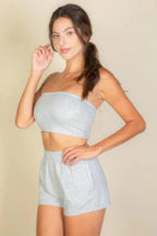 Simple Solid Color Tube Top And Shorts Two Piece Set | Mixtshop LLC