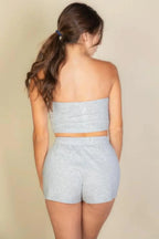 Simple Solid Color Tube Top And Shorts Two Piece Set | Mixtshop LLC