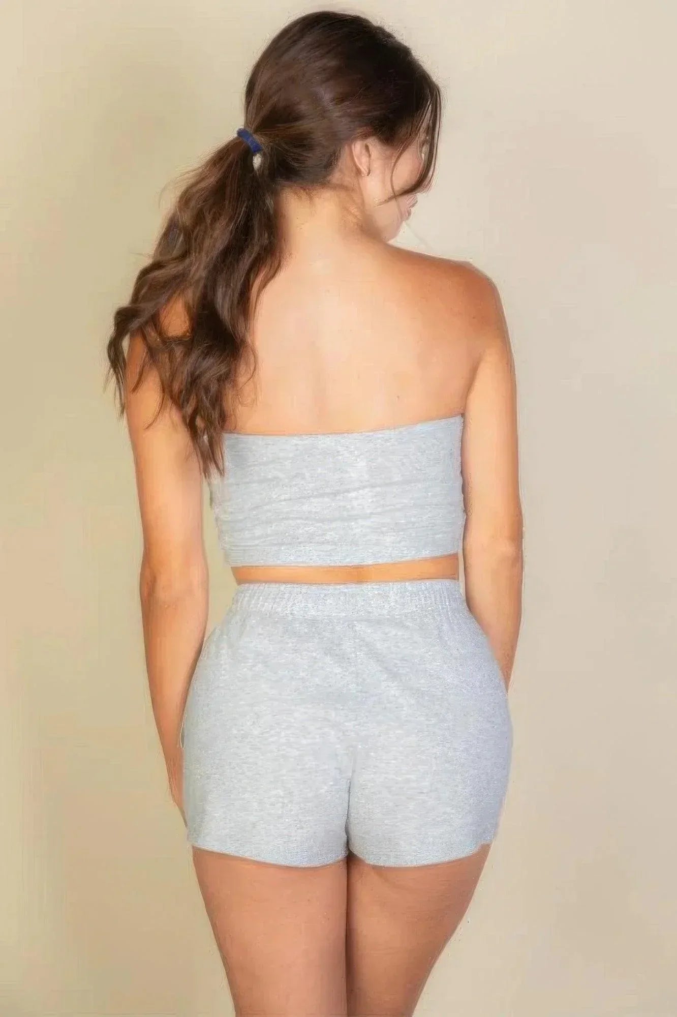 Simple Solid Color Tube Top And Shorts Two Piece Set | Mixtshop LLC