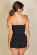 Simple Solid Color Tube Top And Shorts Two Piece Set | Mixtshop LLC