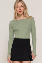 Long Sleeve Boat Neck Sweater | Mixtshop LLC