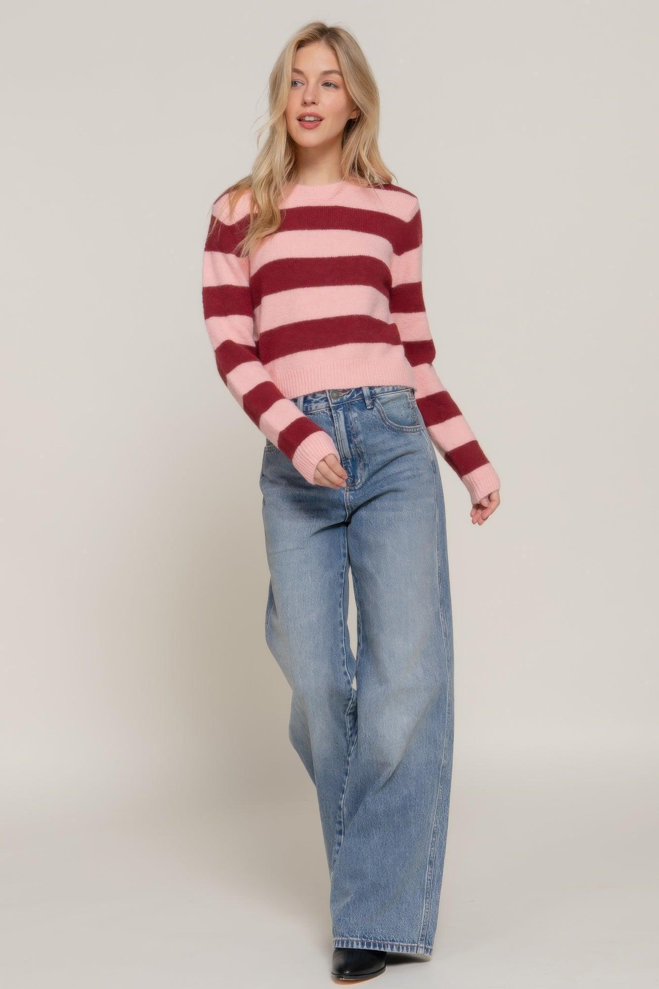 Long Slv Crew Neck Stripe Sweater Secondary image
