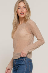 Long Slv Mesh W/rhinestone Top | Mixtshop LLC