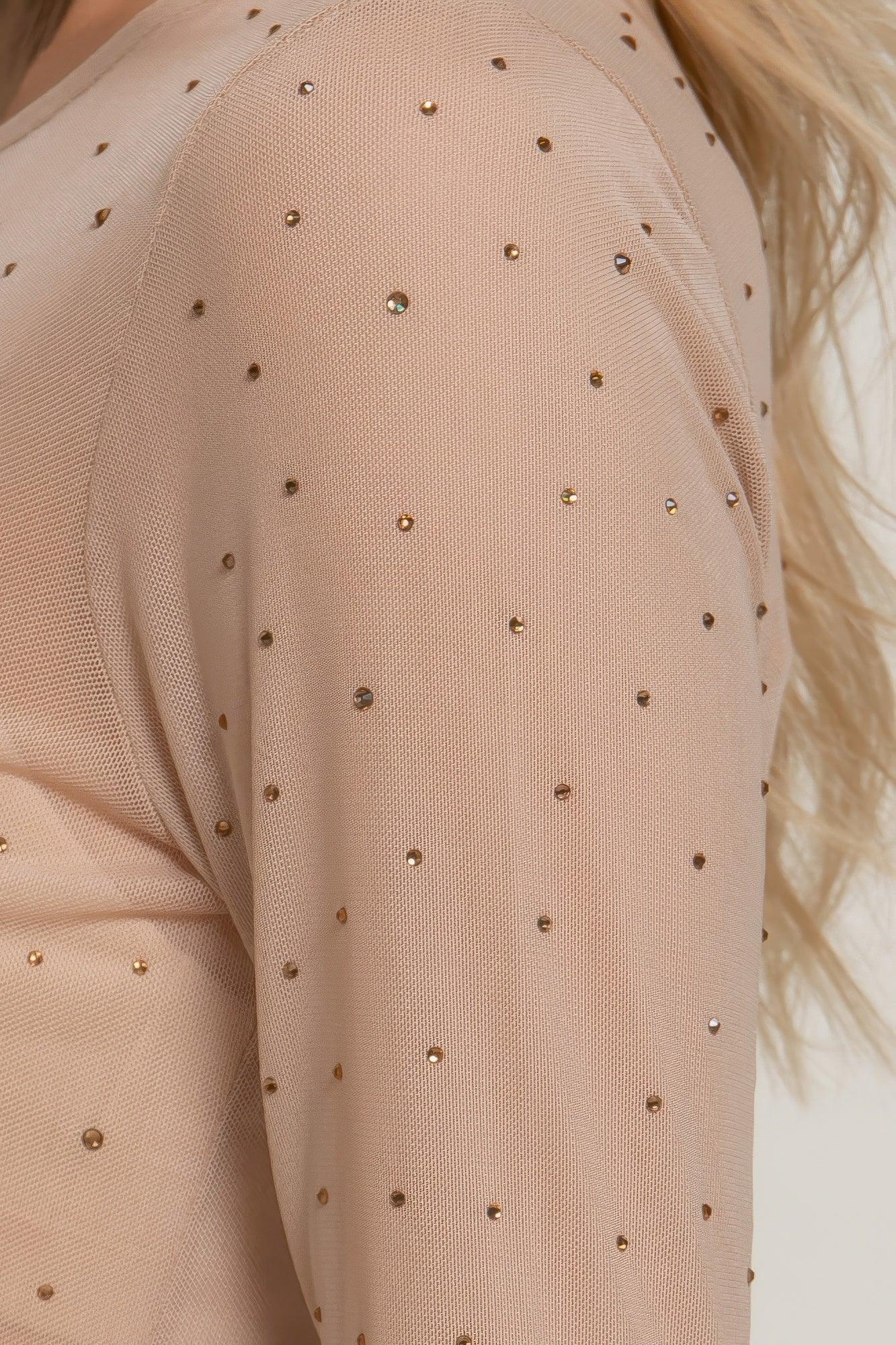 Long Slv Mesh W/rhinestone Top | Mixtshop LLC