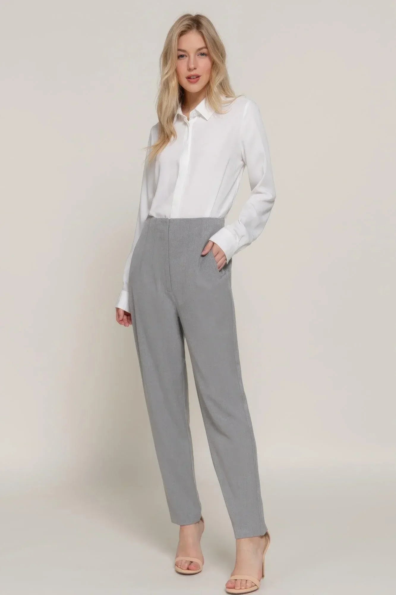 High Waist Pintuck Detail Long Pants Secondary image