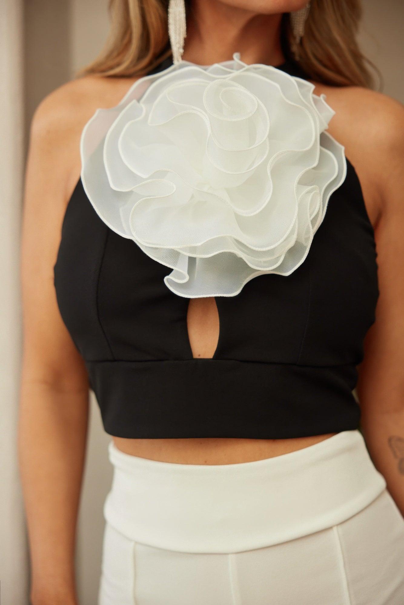 Flower Detailed Fashion Crop Top | Mixtshop LLC