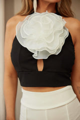 Flower Detailed Fashion Crop Top | Mixtshop LLC