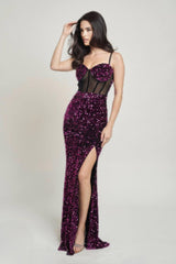 Cecily Teddy Velvet Corset Maxi Dress | Mixtshop LLC
