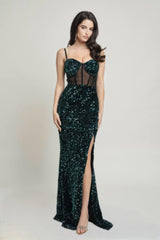 Cecily Teddy Velvet Corset Maxi Dress | Mixtshop LLC