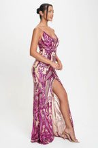 Spaghetti Strap Art Deco Sequins Maxi Dress | Mixtshop LLC