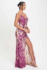 Spaghetti Strap Art Deco Sequins Maxi Dress | Mixtshop LLC