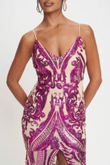 Spaghetti Strap Art Deco Sequins Maxi Dress | Mixtshop LLC