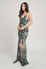 Spaghetti Strap Art Deco Sequins Maxi Dress | Mixtshop LLC