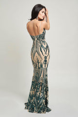Spaghetti Strap Art Deco Sequins Maxi Dress | Mixtshop LLC