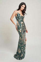 Spaghetti Strap Art Deco Sequins Maxi Dress | Mixtshop LLC