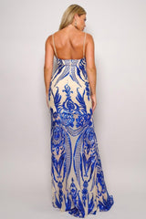 Spaghetti Strap Art Deco Sequins Maxi Dress | Mixtshop LLC