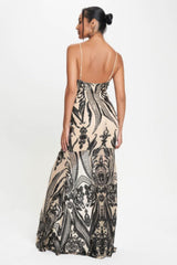 Spaghetti Strap Art Deco Sequins Maxi Dress | Mixtshop LLC