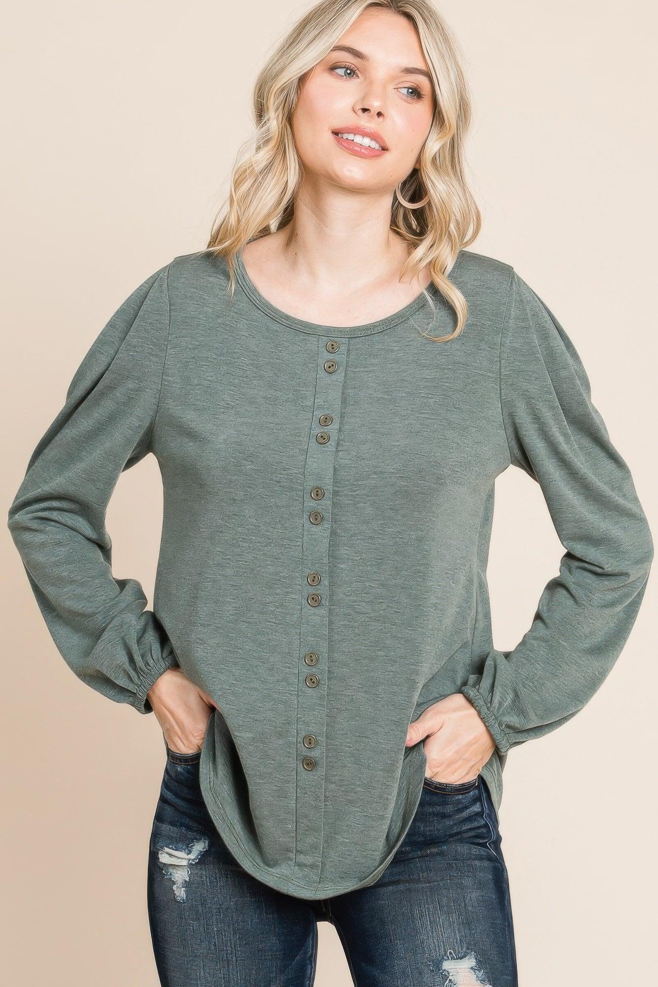 Solid Tr Spandex Long Sleeve Top | Mixtshop LLC Main image