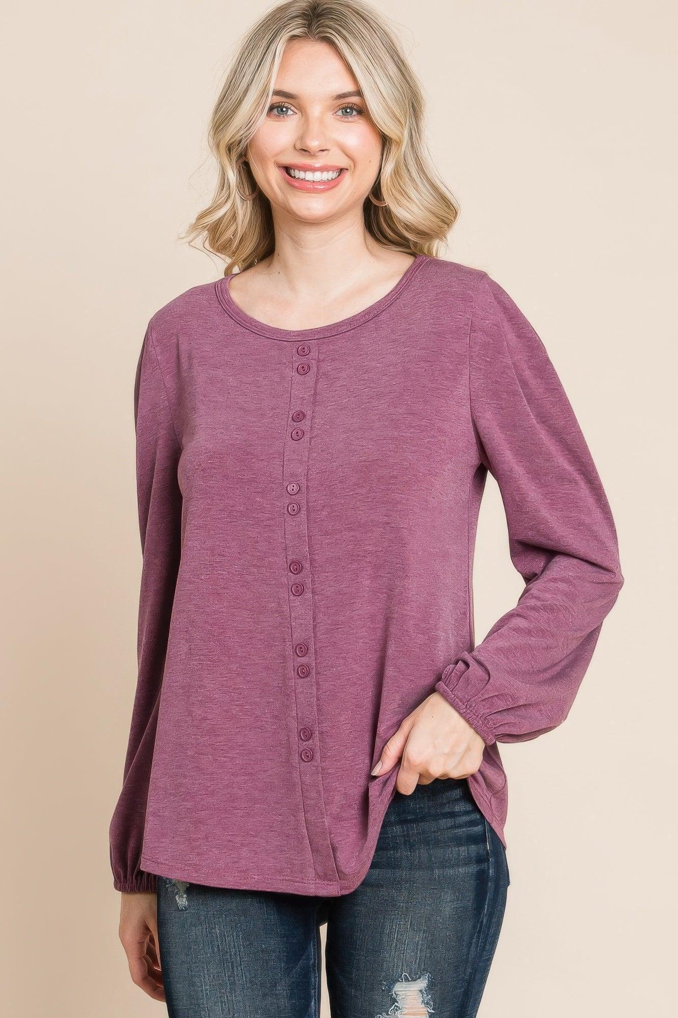 Solid Tr Spandex Long Sleeve Top | Mixtshop LLC Main image
