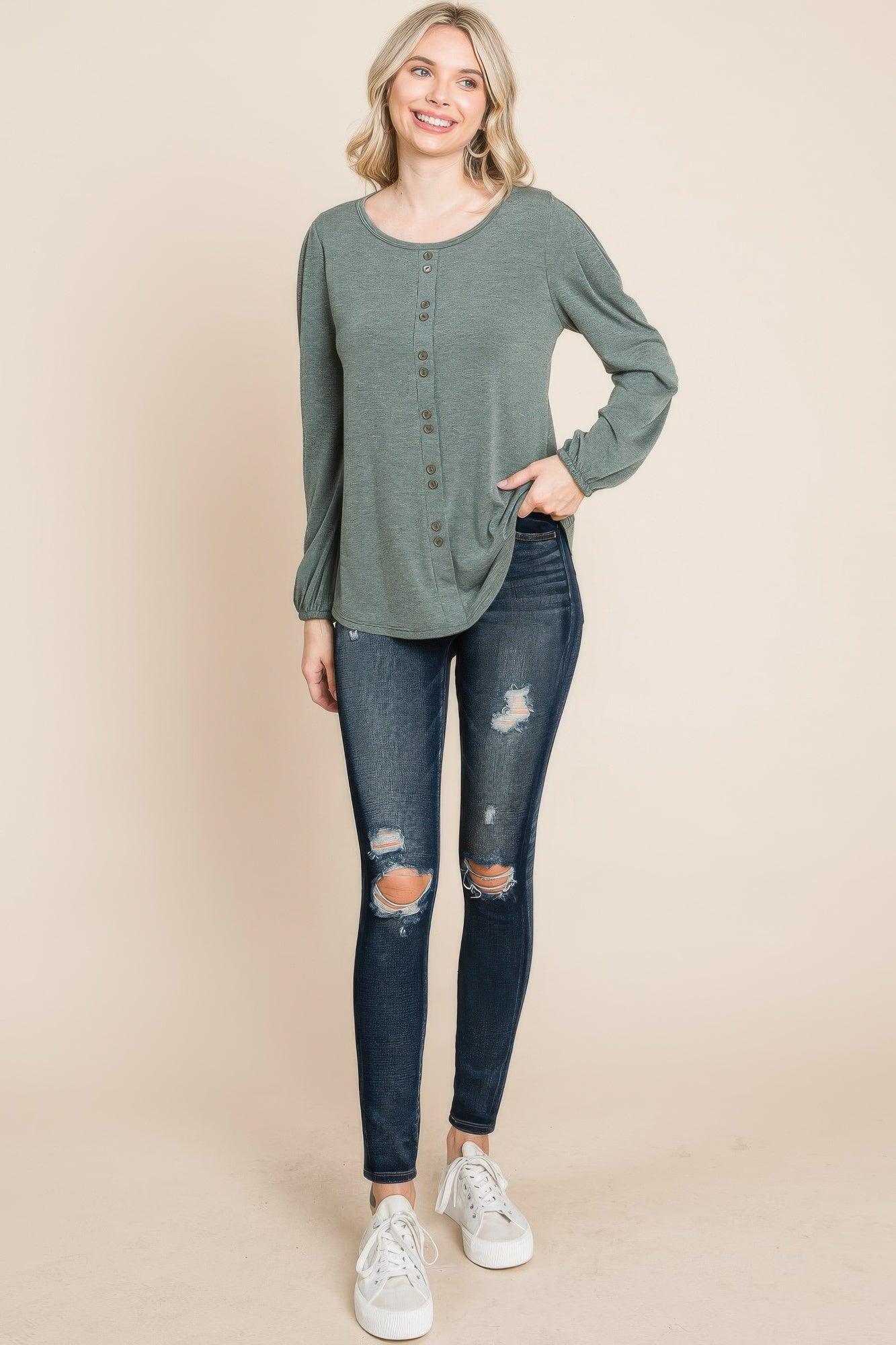 Solid Tr Spandex Long Sleeve Top | Mixtshop LLC