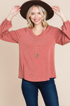 Casual V Neck Basic Long Sleeve Top | Mixtshop LLC