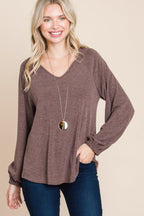Casual V Neck Basic Long Sleeve Top | Mixtshop LLC