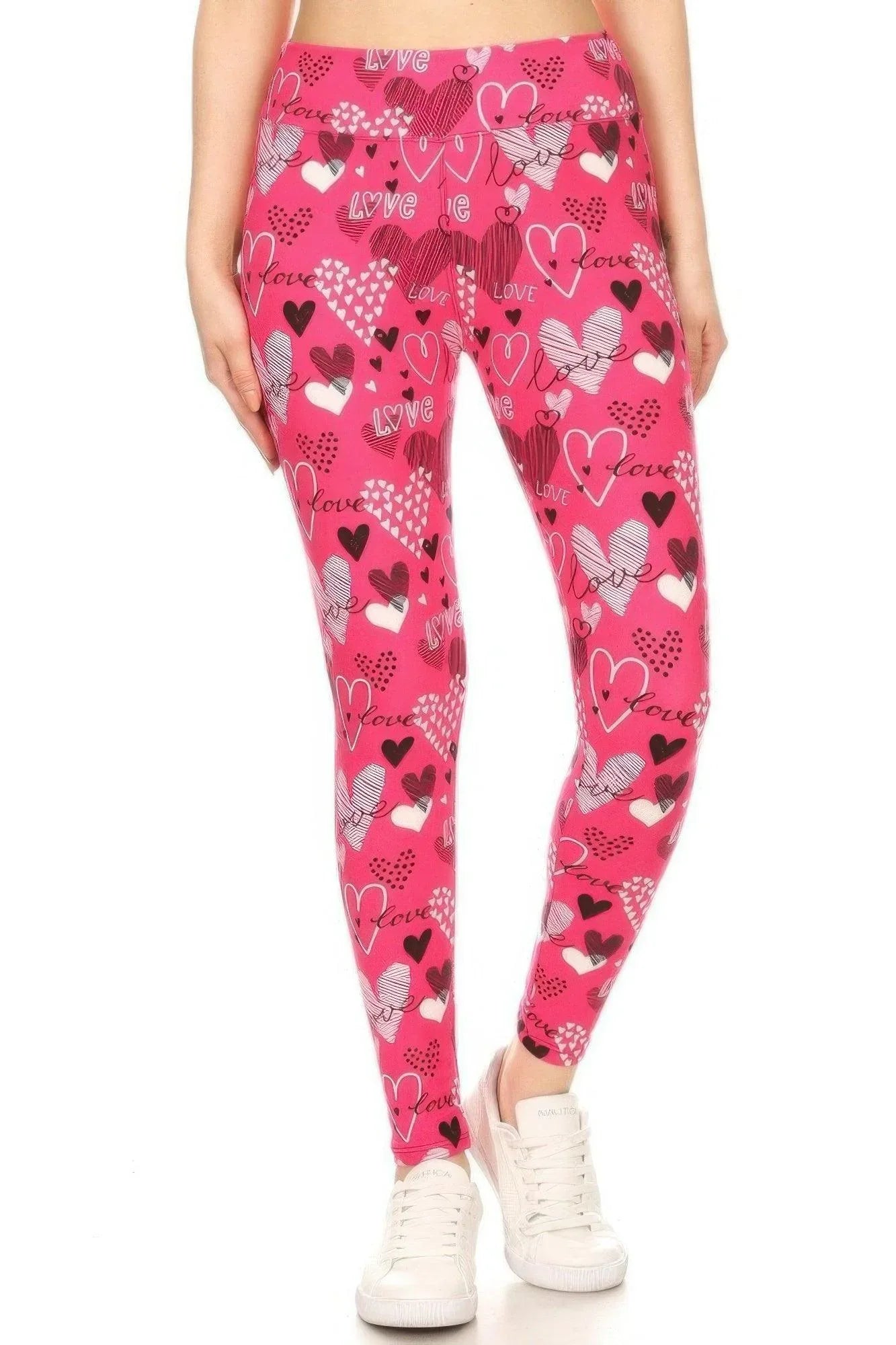 Heart Prints Printed, High Waisted Leggings | Mixtshop LLC Main image