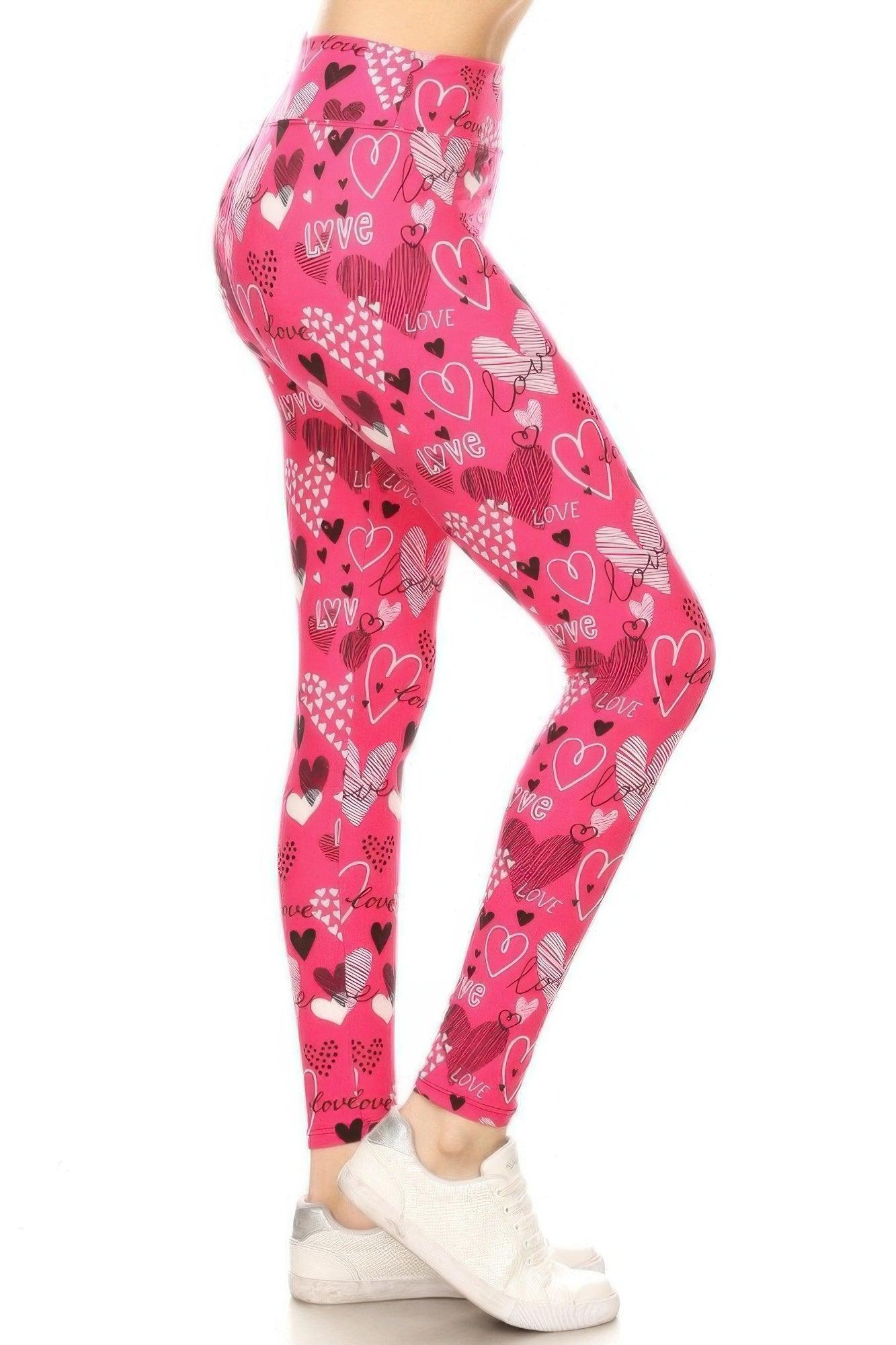 Heart Prints Printed, High Waisted Leggings Secondary image