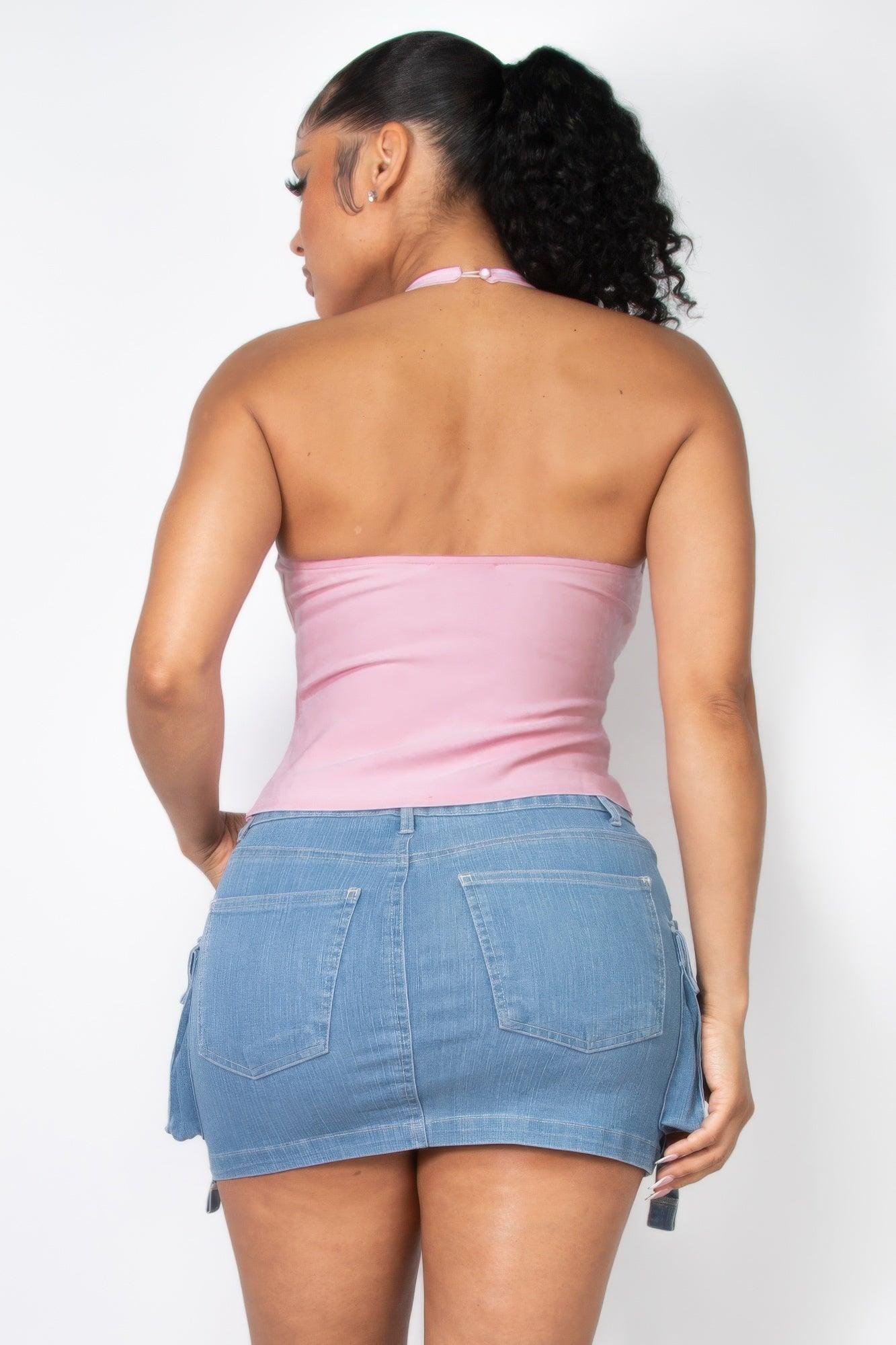 Halter ribbon open-back crop top | Mixtshop LLC