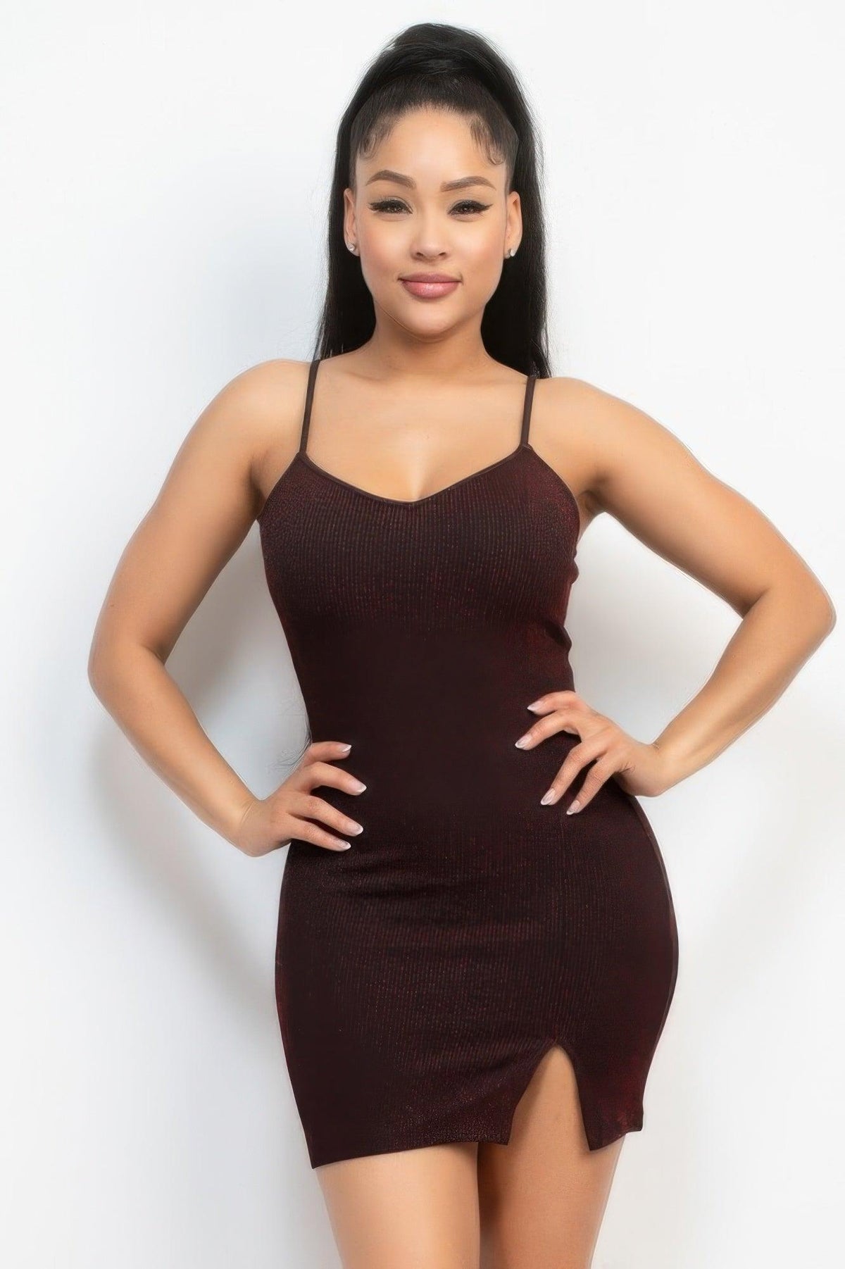 Glittered bodycon slit dress | Mixtshop LLC
