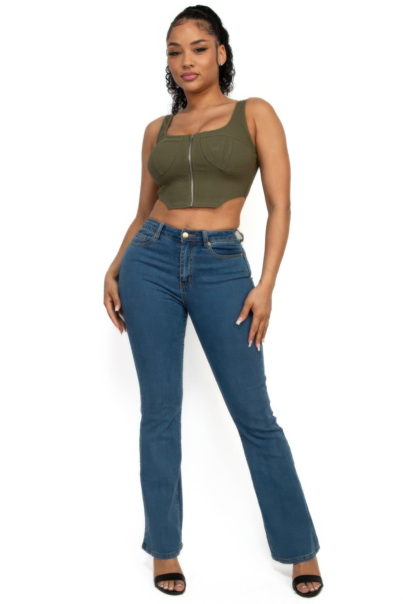 Zip-up square neck crop top | Mixtshop LLC