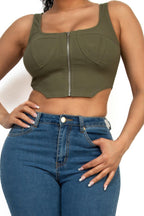 Zip-up square neck crop top | Mixtshop LLC