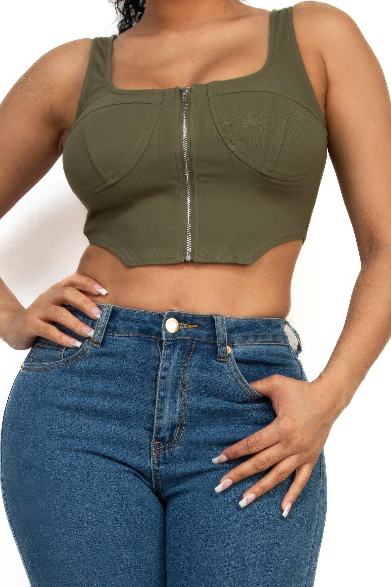 Zip-up square neck crop top | Mixtshop LLC