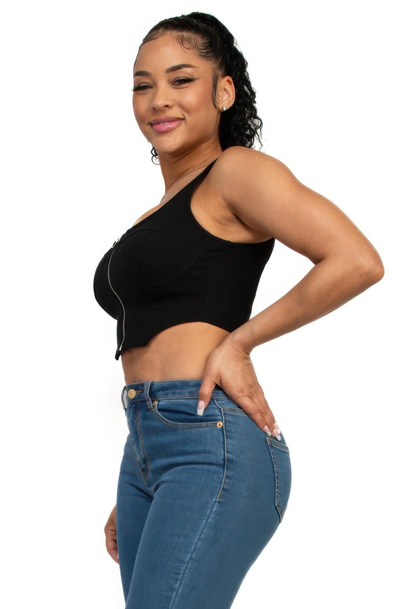Zip-up square neck crop top | Mixtshop LLC