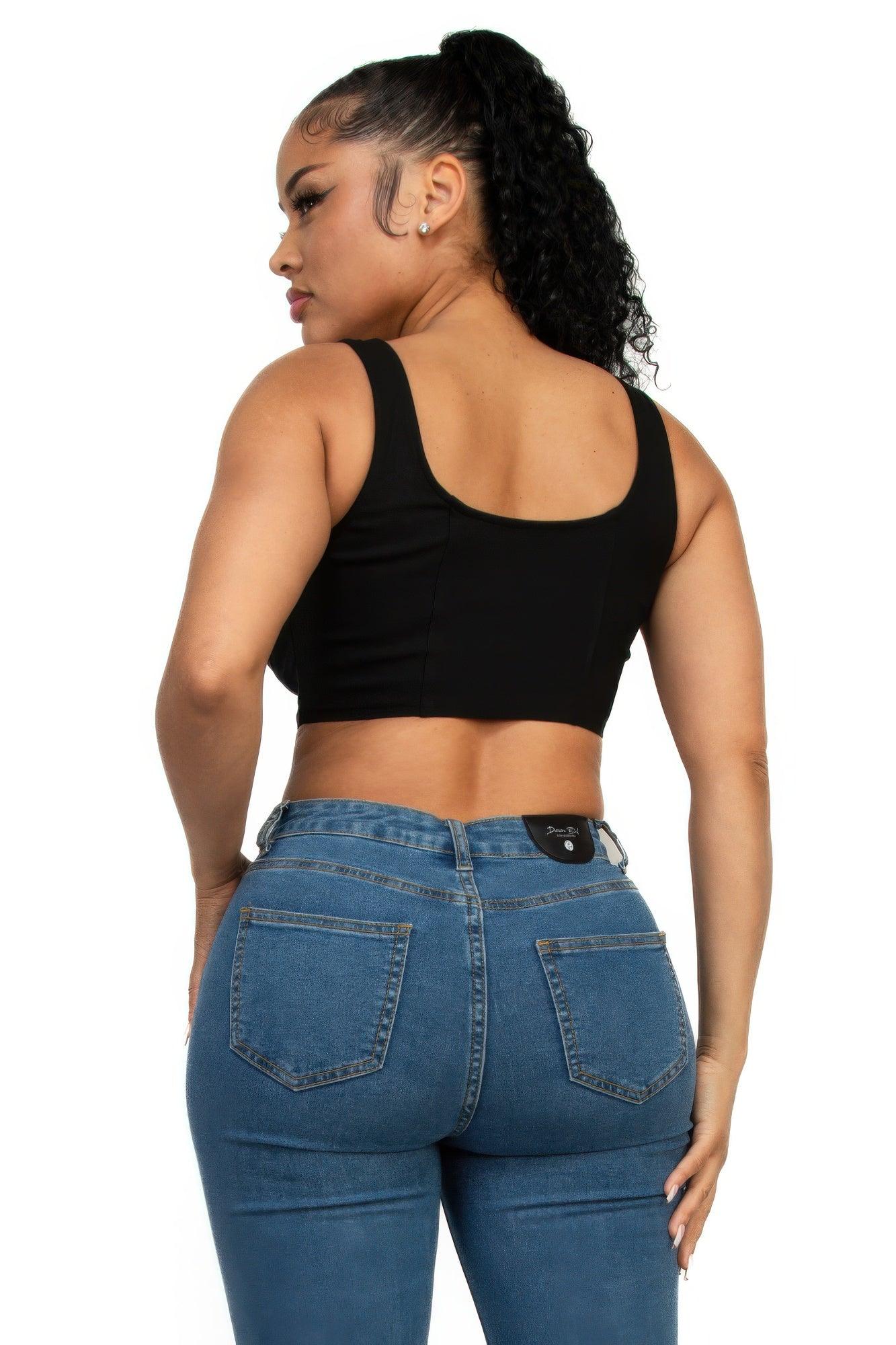 Zip-up square neck crop top | Mixtshop LLC