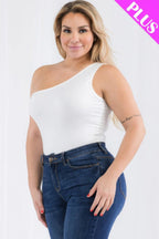 Plus size one shoulder solid casual bodysuit | Mixtshop LLC
