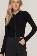 2-way zip closure sweater hoodie cardigan | Mixtshop LLC