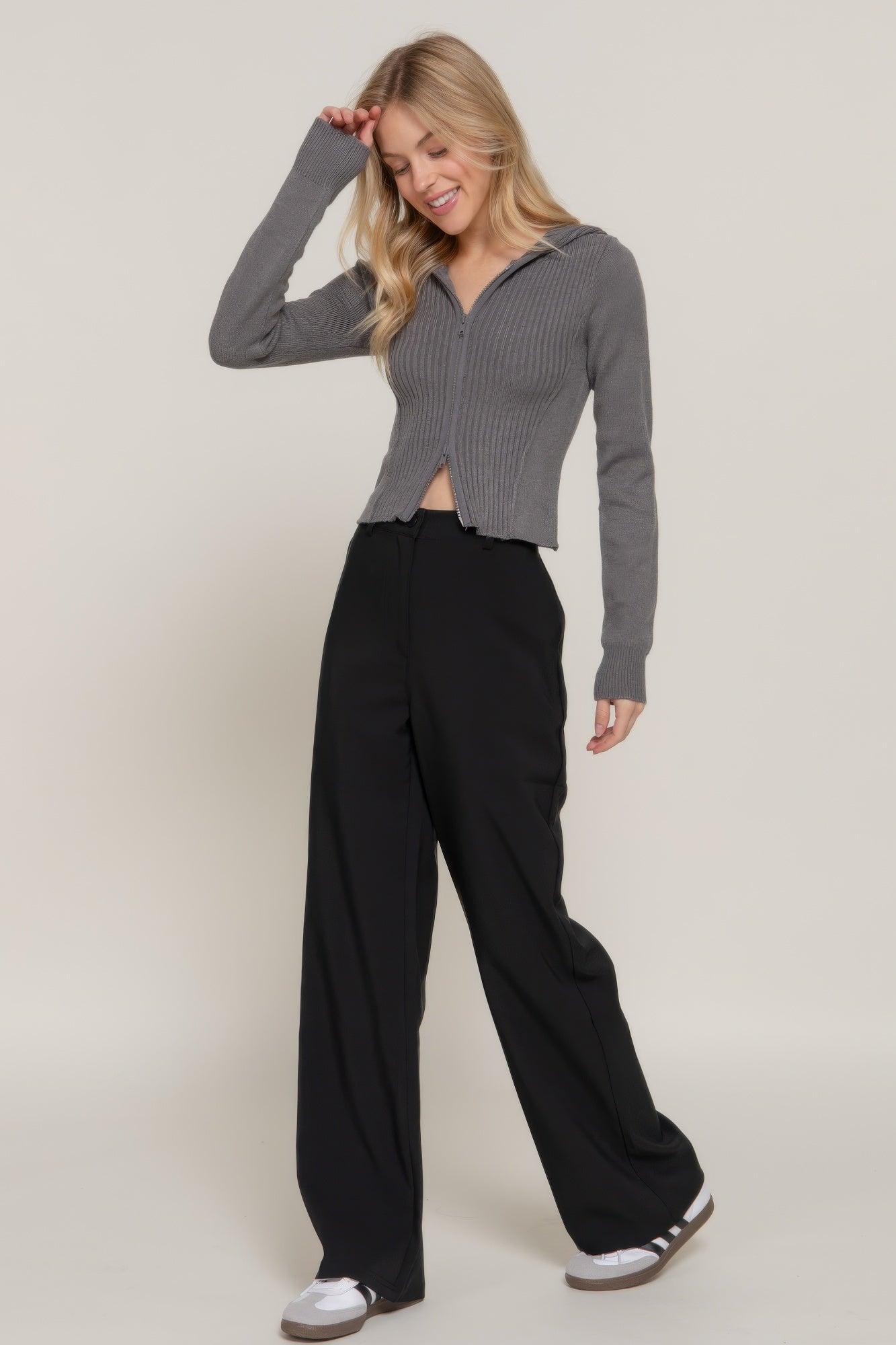 2-way zip closure sweater hoodie cardigan Secondary image