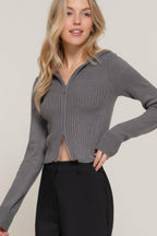 2-way zip closure sweater hoodie cardigan | Mixtshop LLC